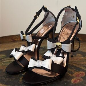 Ted Baker Black and White Bow Heels Pumps 38.5
